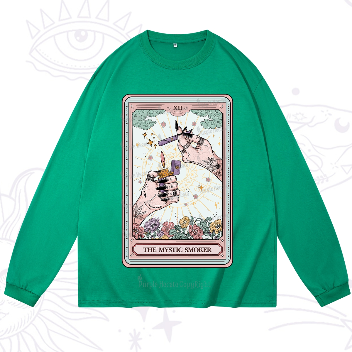 Purplehecate The Mystic Smoker Tarot Card Long Sleeve T-Shirt