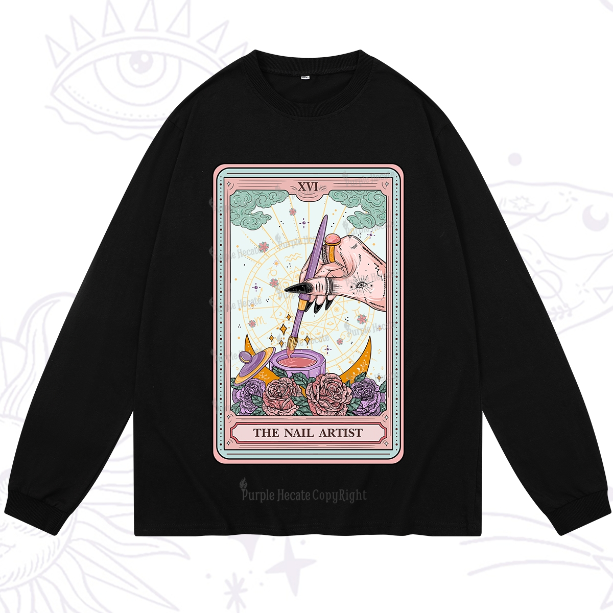 Purplehecate The Nail Artsit Tarot Card Long Sleeve T-Shirt