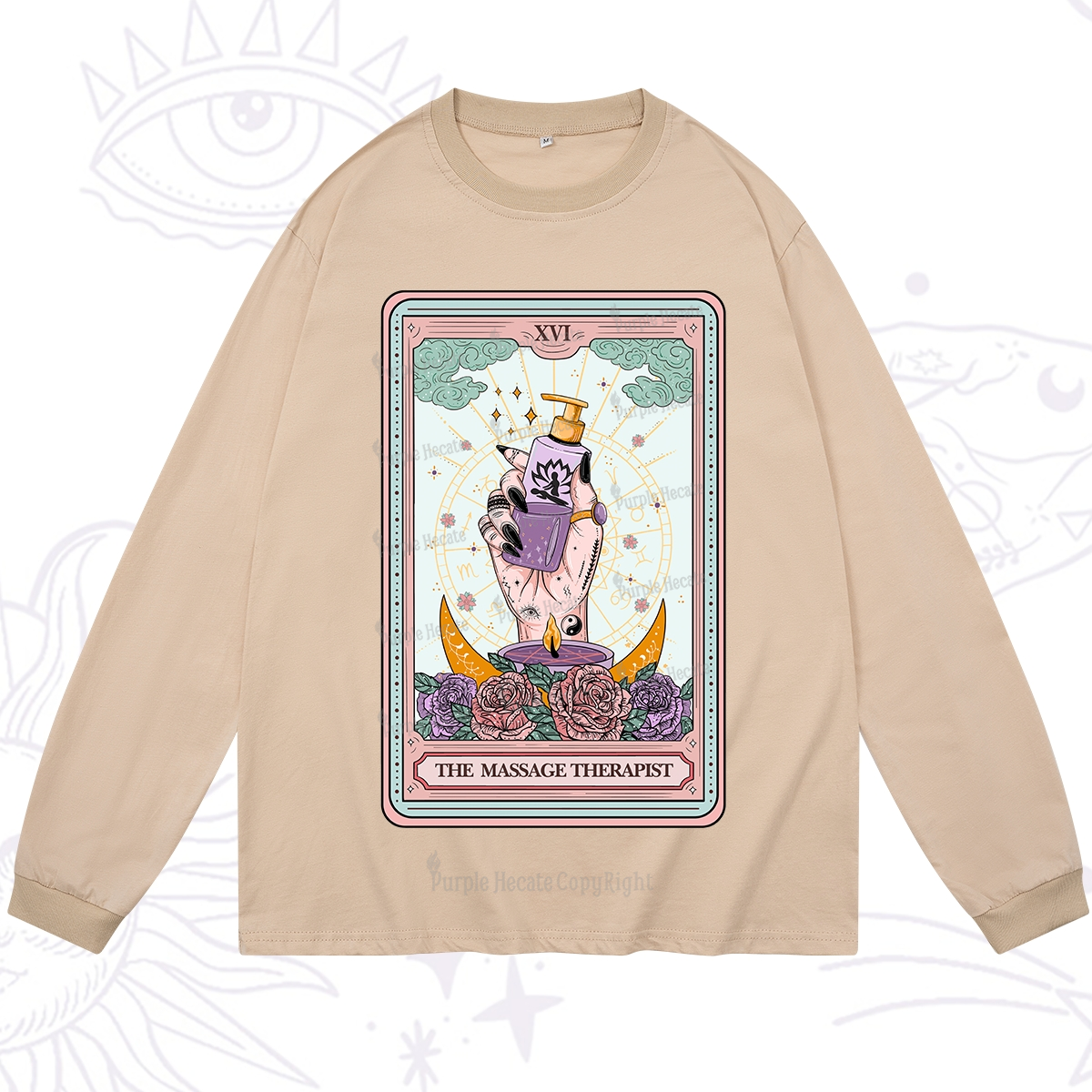 Purplehecate The Massage Therapist Tarot Card Long Sleeve T-Shirt