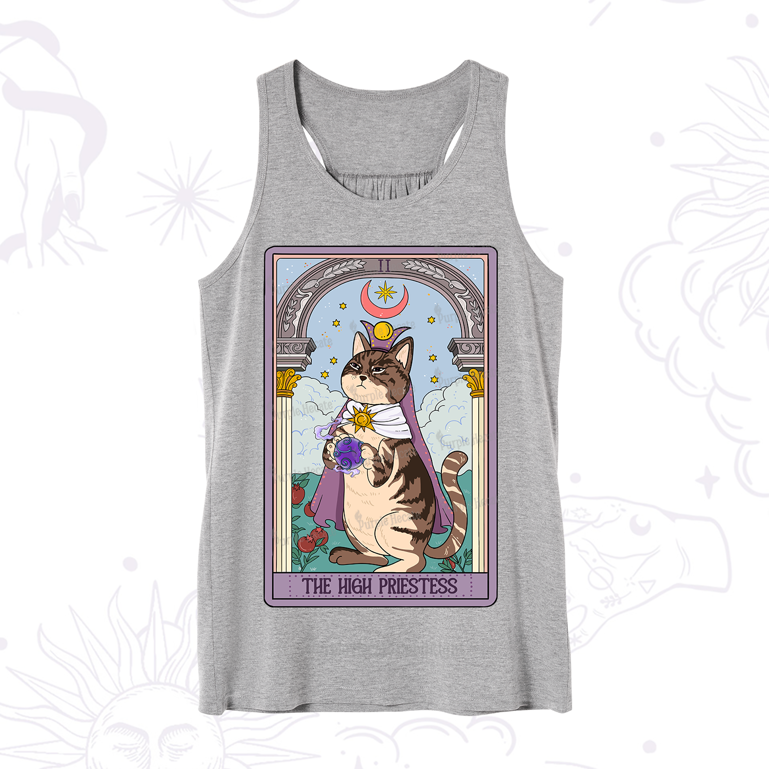 Purplehecate The High Priestess Cat Tarot Tank