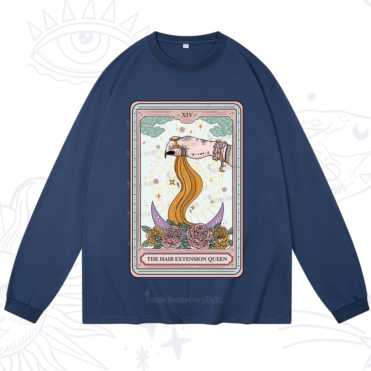 Purplehecate The Hair Extension Queen Tarot Card Long Sleeve T-Shirt