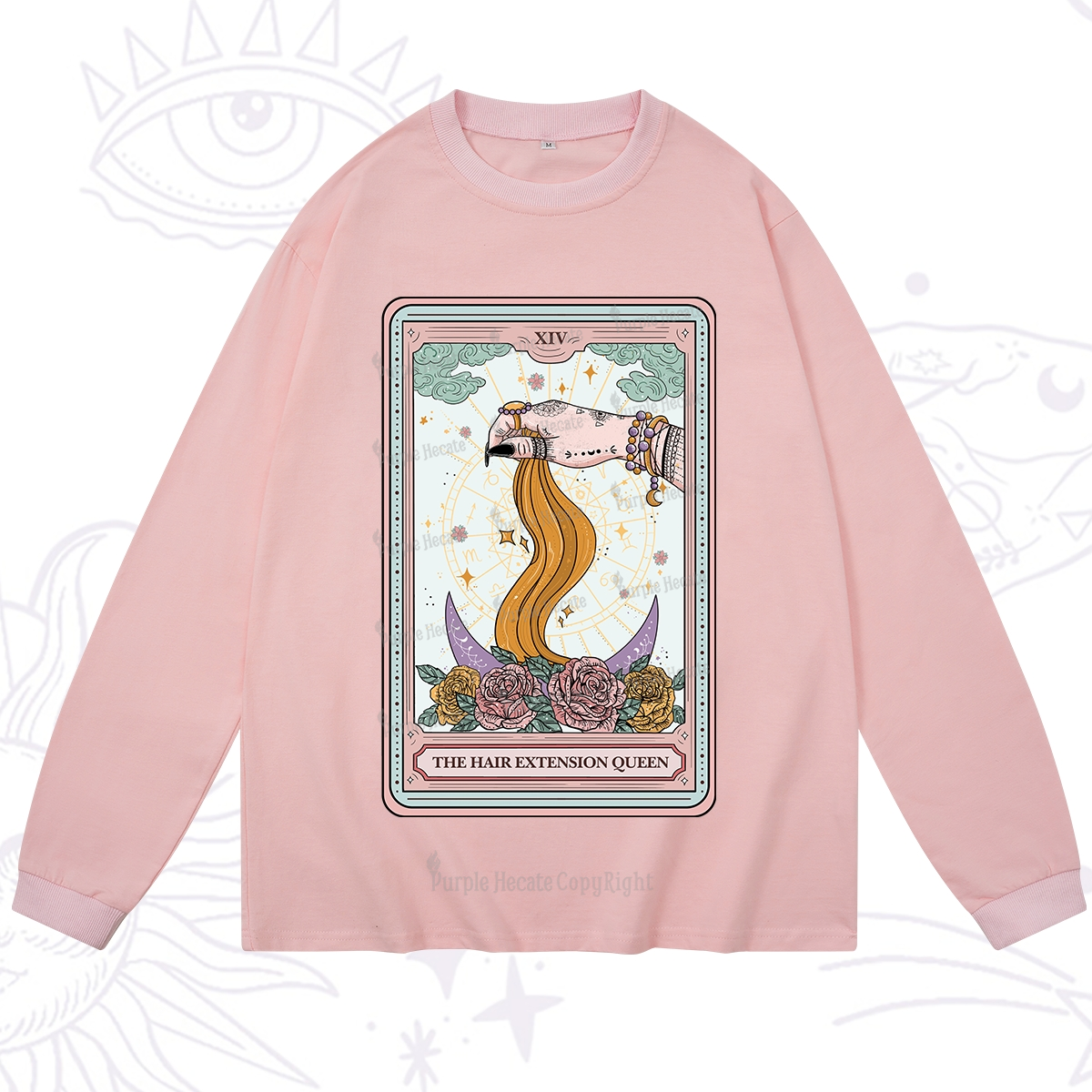Purplehecate The Hair Extension Queen Tarot Card Long Sleeve T-Shirt