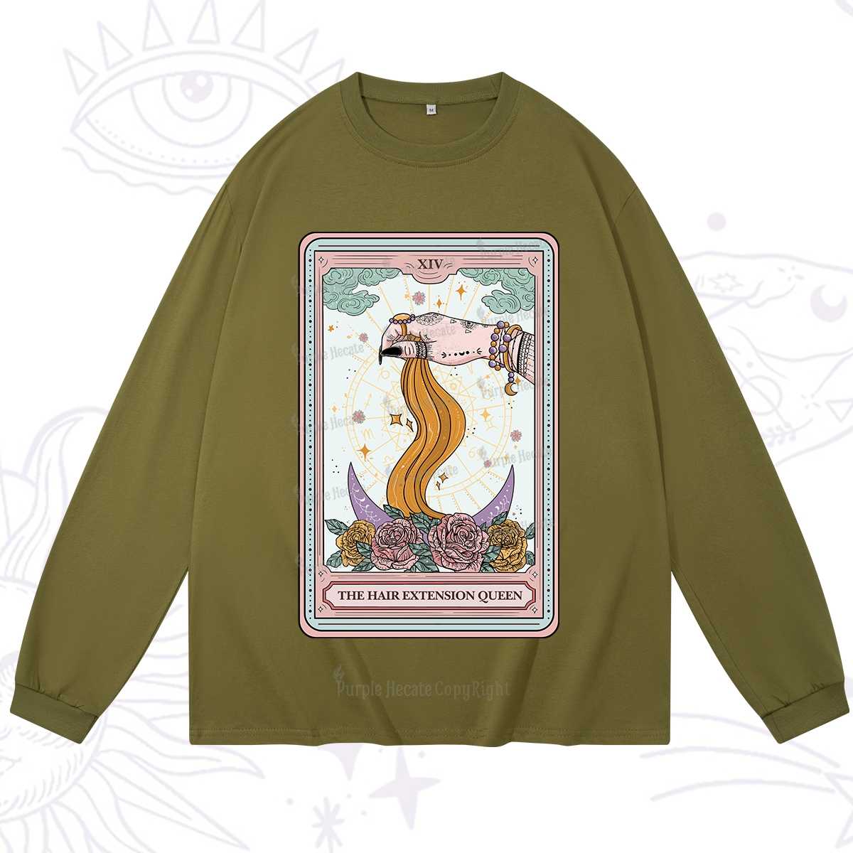 Purplehecate The Hair Extension Queen Tarot Card Long Sleeve T-Shirt