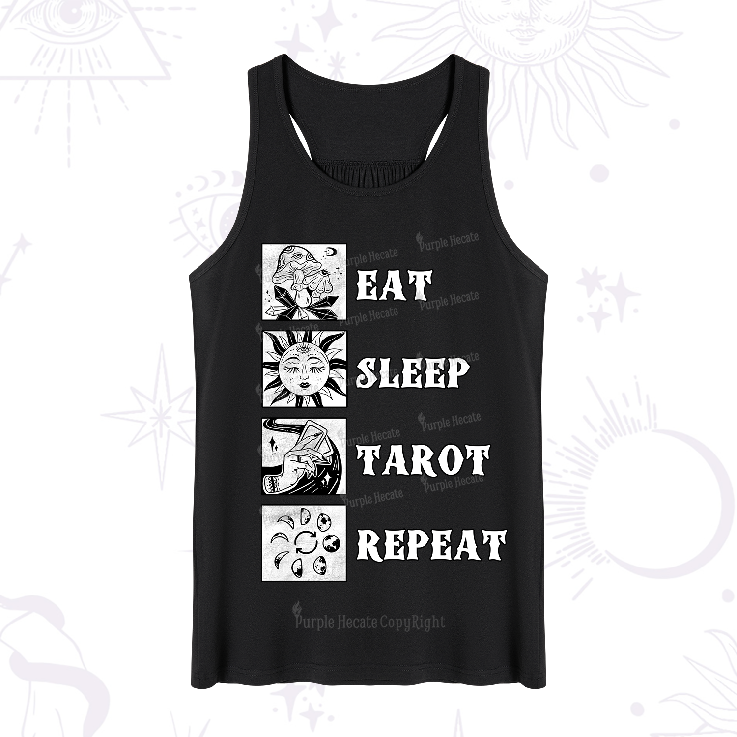 Purplehecate Eat Sleep Tarot Repeat Tank
