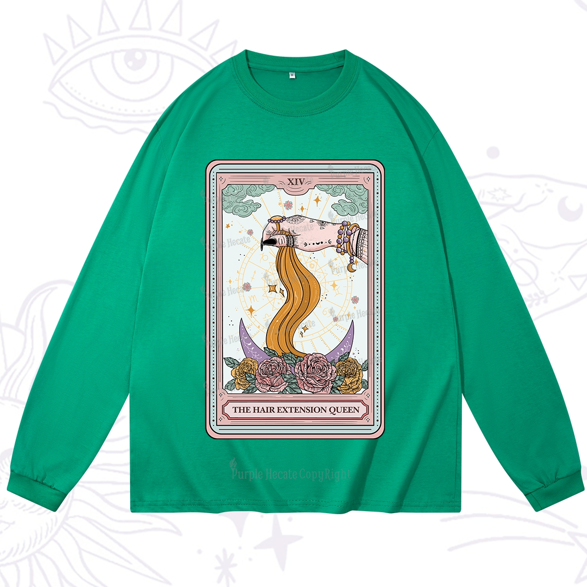 Purplehecate The Hair Extension Queen Tarot Card Long Sleeve T-Shirt