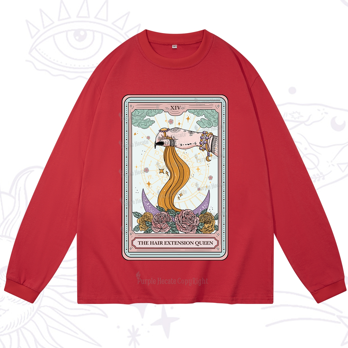 Purplehecate The Hair Extension Queen Tarot Card Long Sleeve T-Shirt