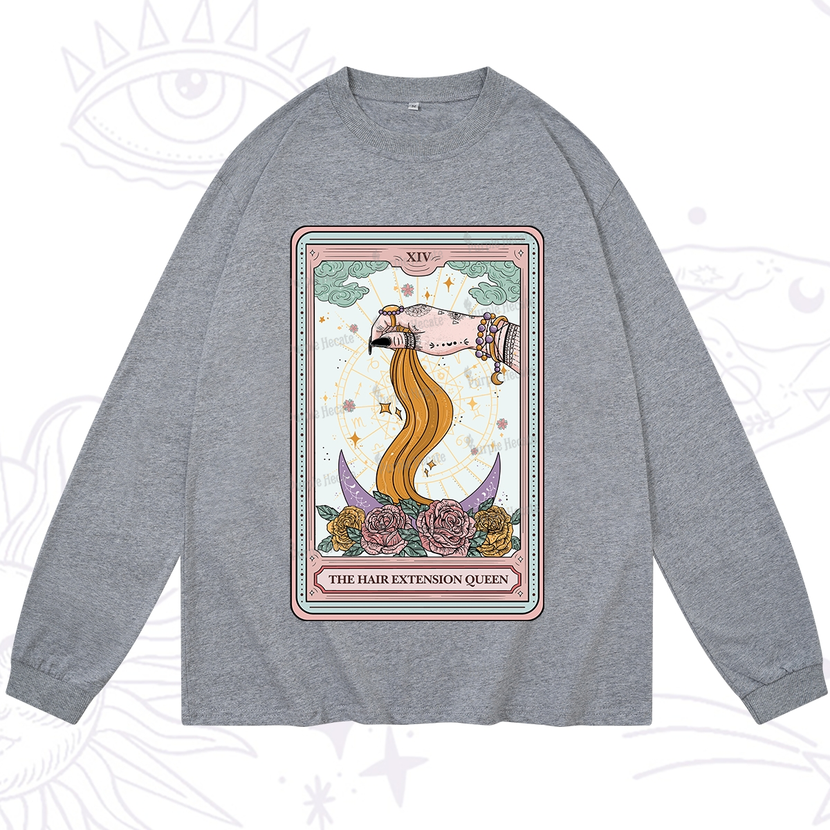 Purplehecate The Hair Extension Queen Tarot Card Long Sleeve T-Shirt