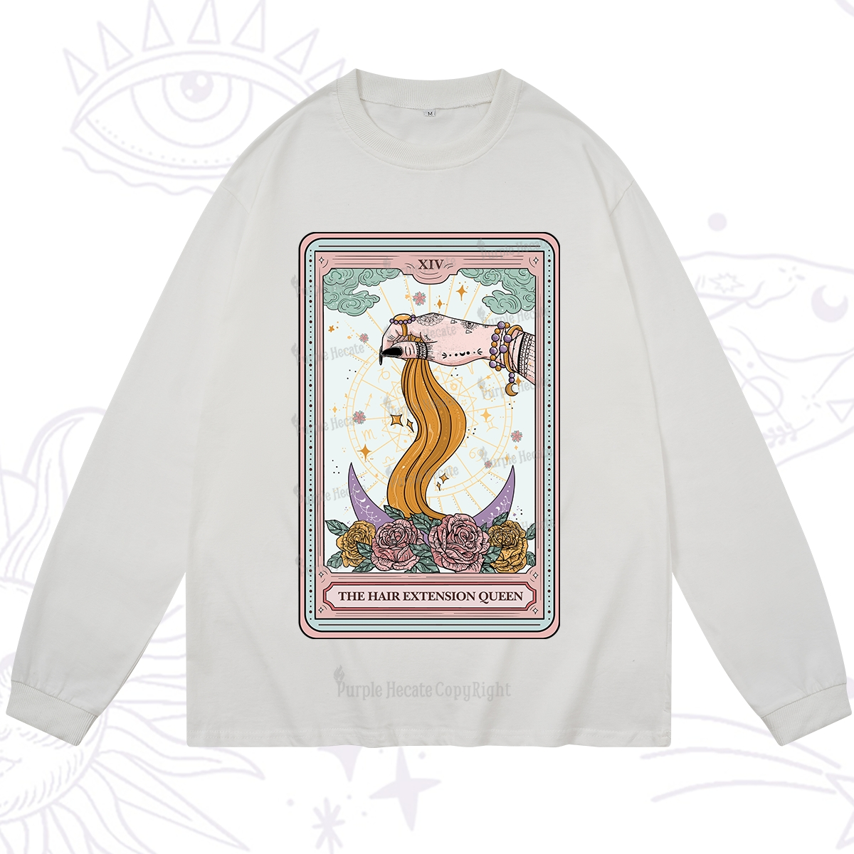 Purplehecate The Hair Extension Queen Tarot Card Long Sleeve T-Shirt