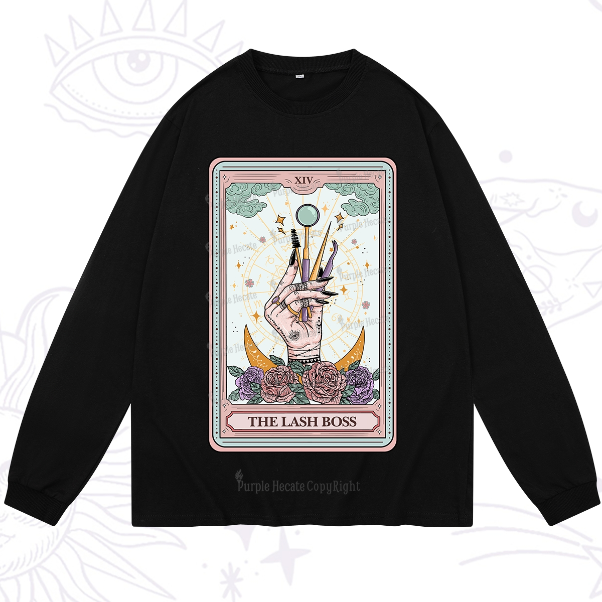 Purplehecate The Lash Boss Tarot Card Long Sleeve T-Shirt