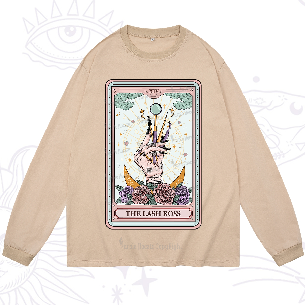 Purplehecate The Lash Boss Tarot Card Long Sleeve T-Shirt