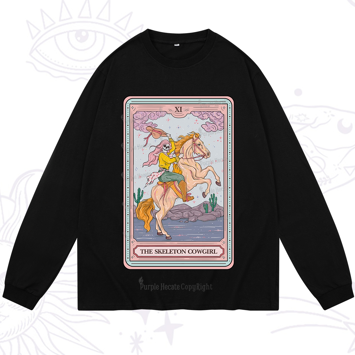 Purplehecate The Skeleton Cowgirl Tarot Card Long Sleeve T-Shirt
