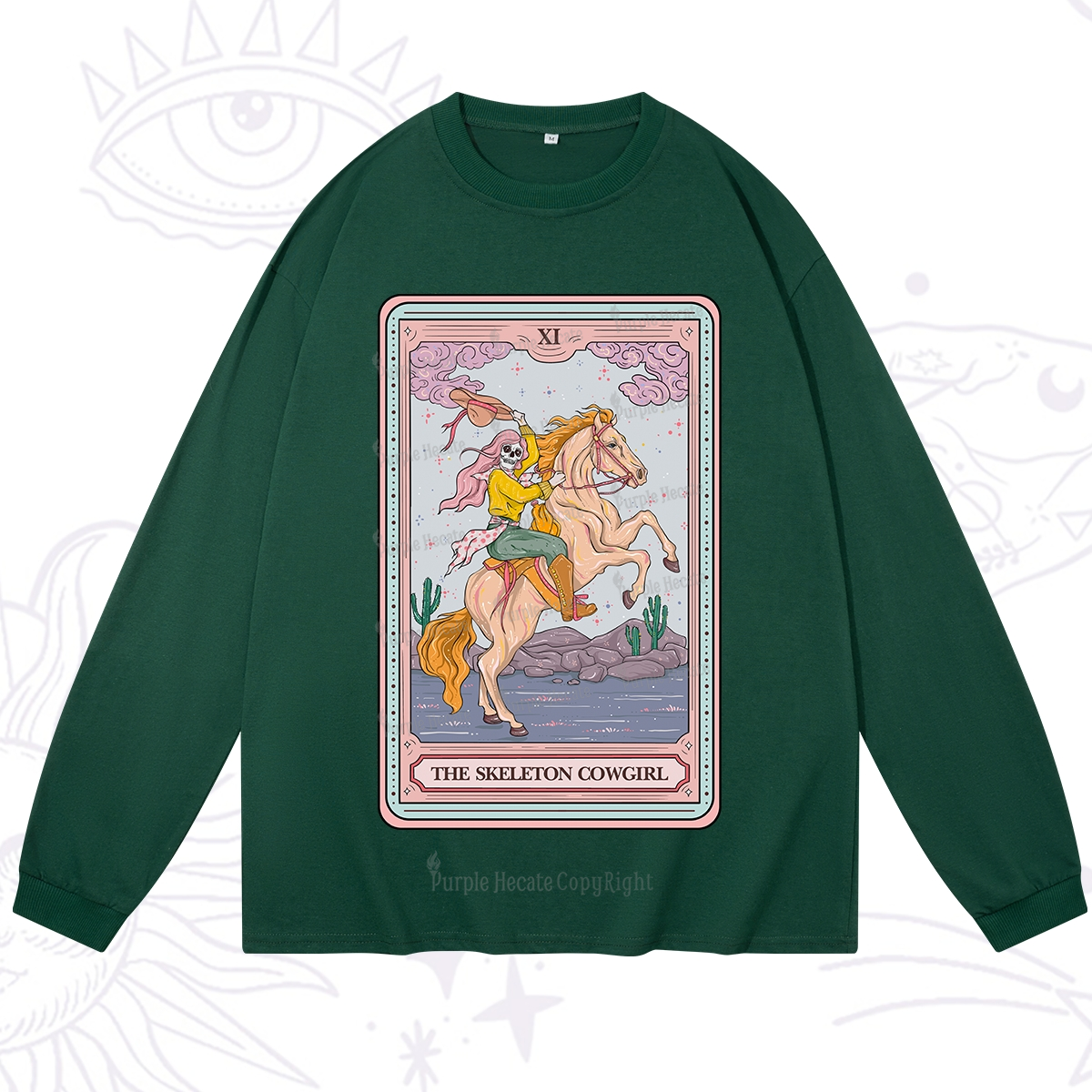 Purplehecate The Skeleton Cowgirl Tarot Card Long Sleeve T-Shirt