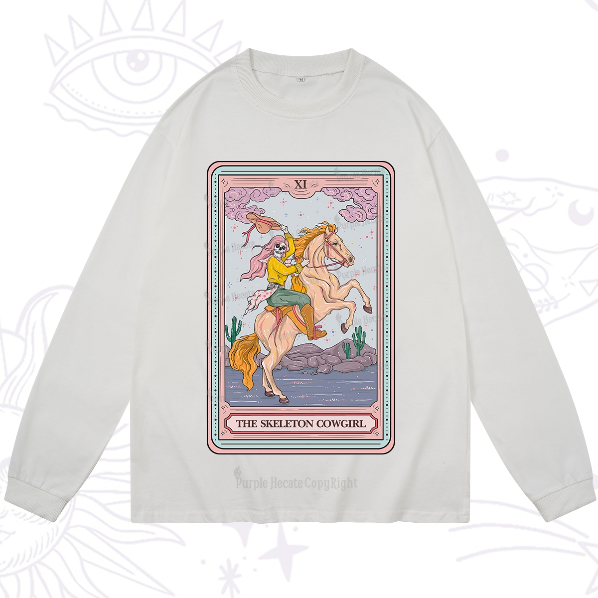 Purplehecate The Skeleton Cowgirl Tarot Card Long Sleeve T-Shirt