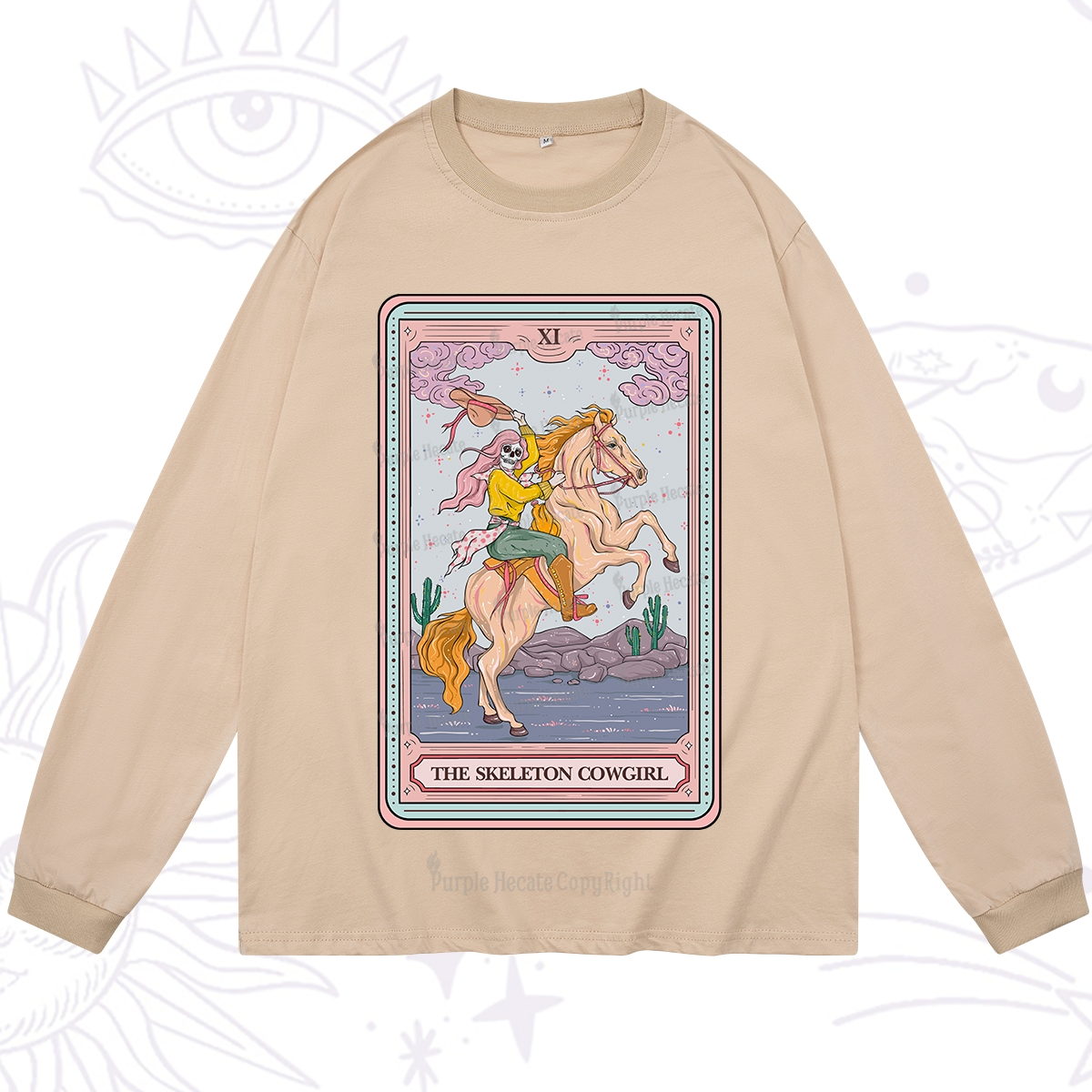 Purplehecate The Skeleton Cowgirl Tarot Card Long Sleeve T-Shirt