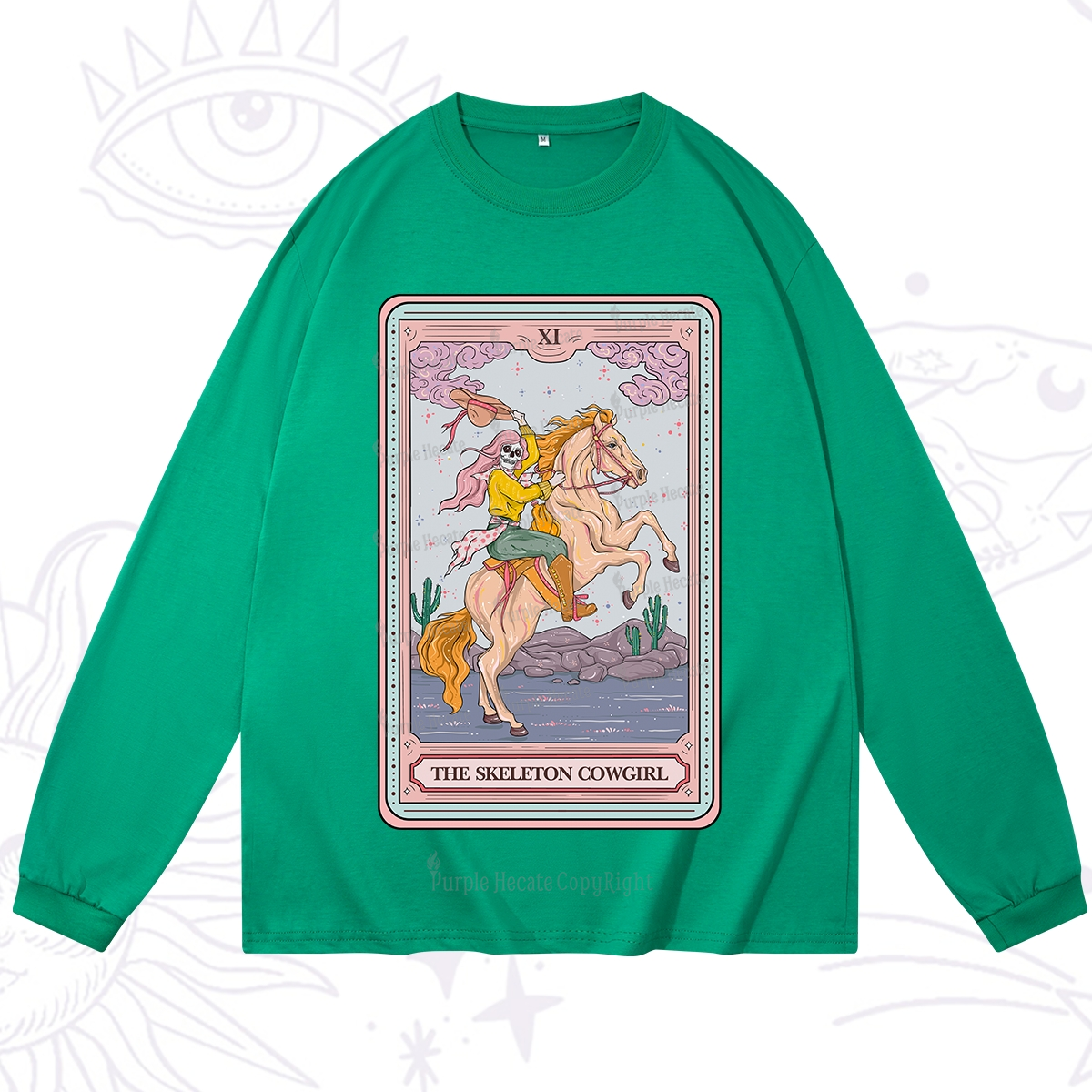 Purplehecate The Skeleton Cowgirl Tarot Card Long Sleeve T-Shirt