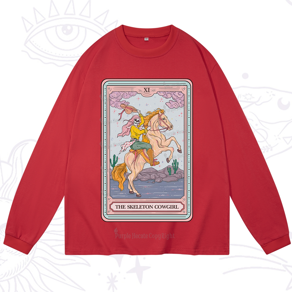 Purplehecate The Skeleton Cowgirl Tarot Card Long Sleeve T-Shirt