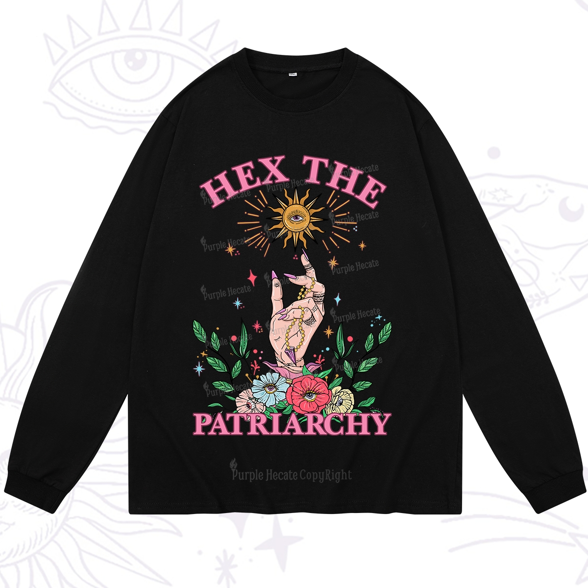 Purplehecate Hex The Patriarchy Witchy Long Sleeve T-Shirt