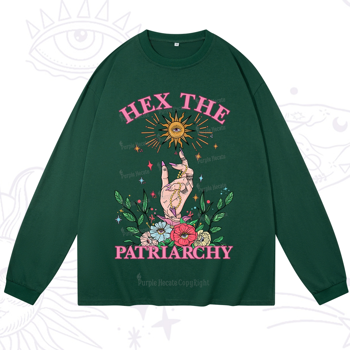 Purplehecate Hex The Patriarchy Witchy Long Sleeve T-Shirt