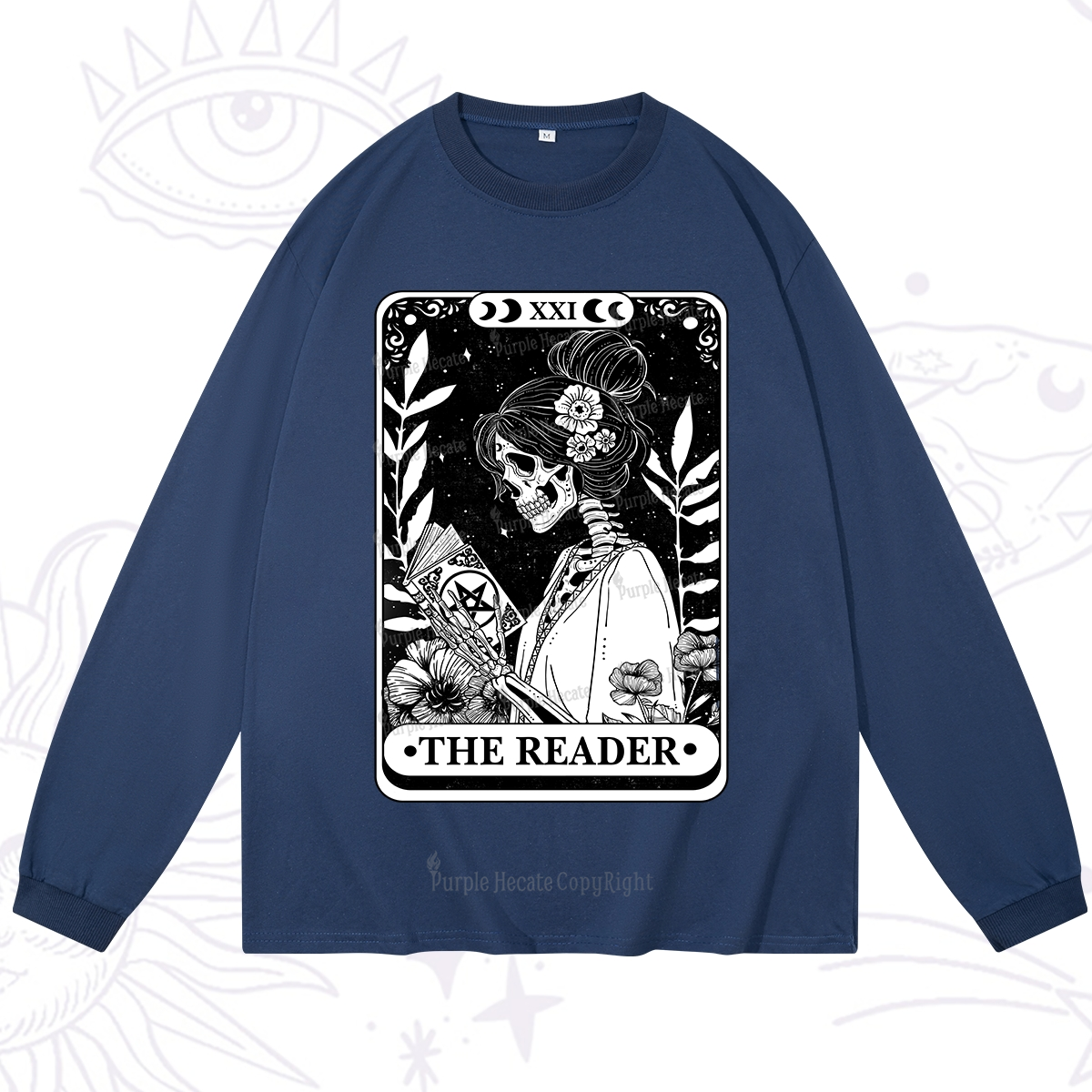 Purplehecate The Reader Skeleton Tarot Long Sleeve T-Shirt