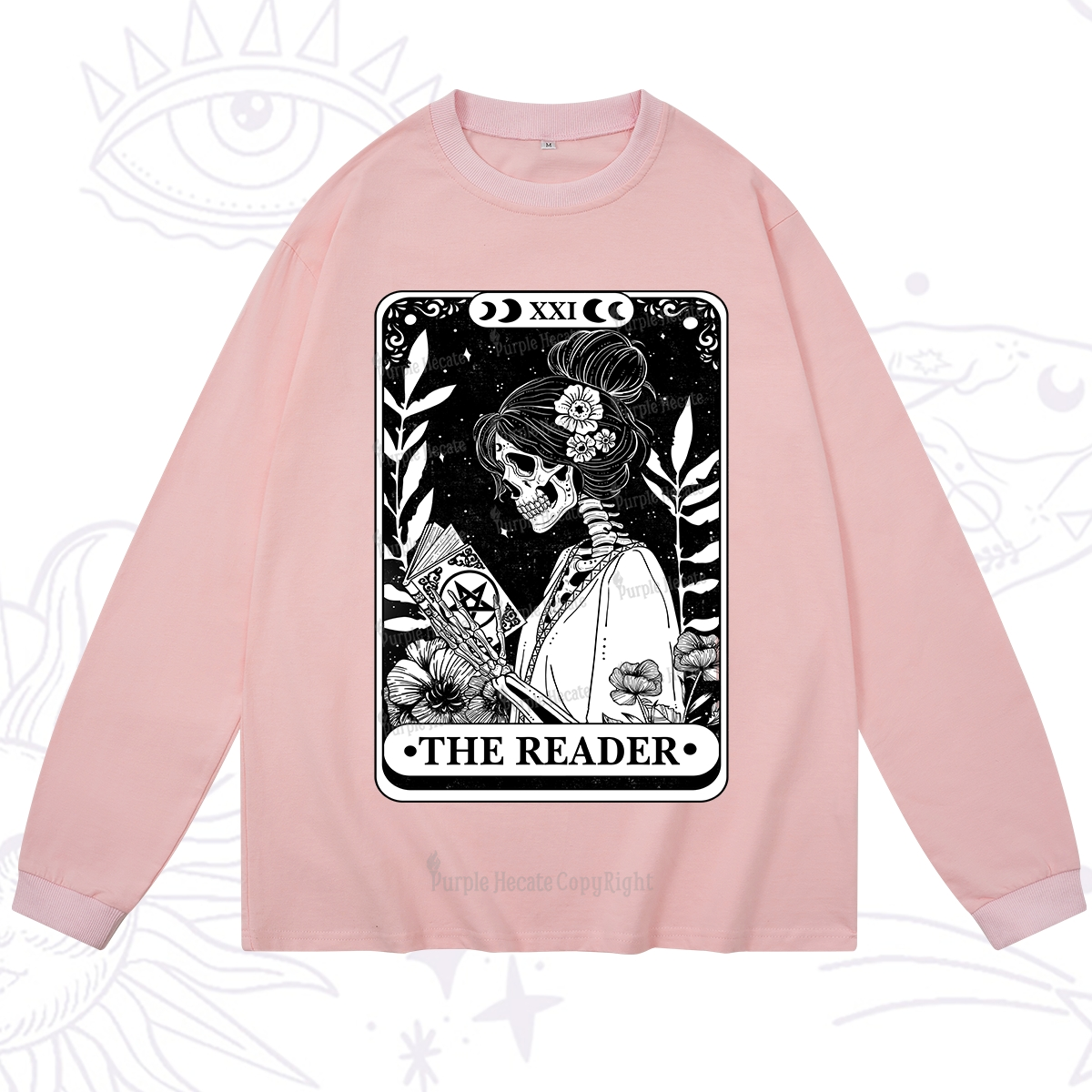 Purplehecate The Reader Skeleton Tarot Long Sleeve T-Shirt