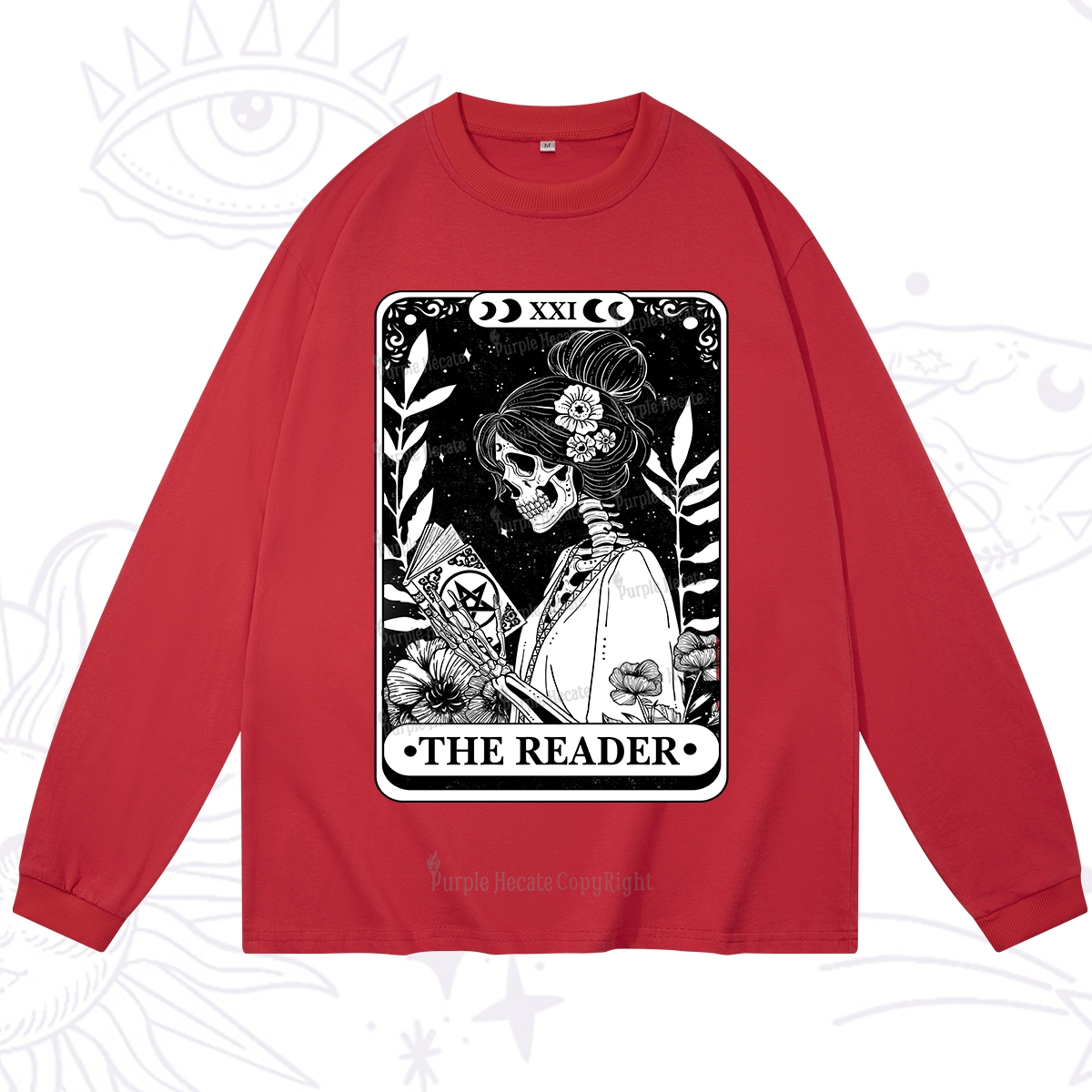 Purplehecate The Reader Skeleton Tarot Long Sleeve T-Shirt