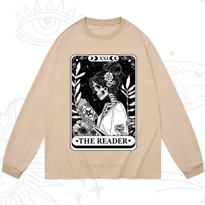 Purplehecate The Reader Skeleton Tarot Long Sleeve T-Shirt