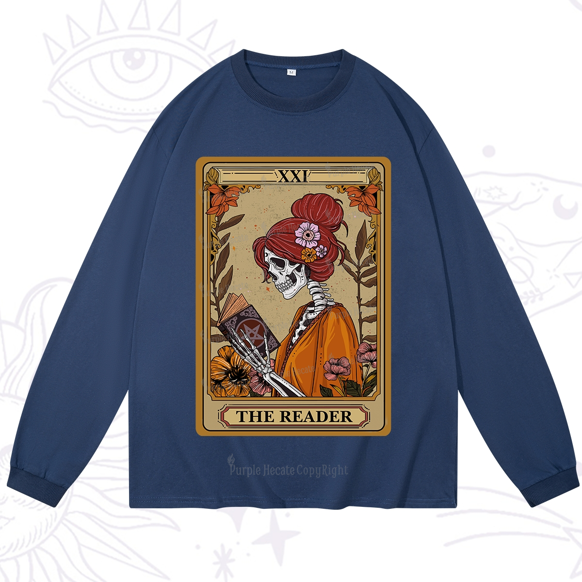 Purplehecate The Reader Tarot Card Skeleton Long Sleeve T-Shirt