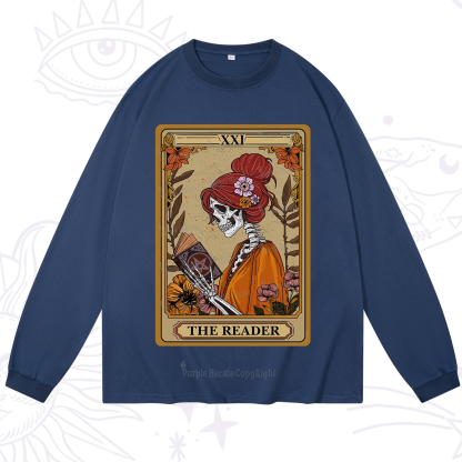Purplehecate The Reader Tarot Card Skeleton Long Sleeve T-Shirt