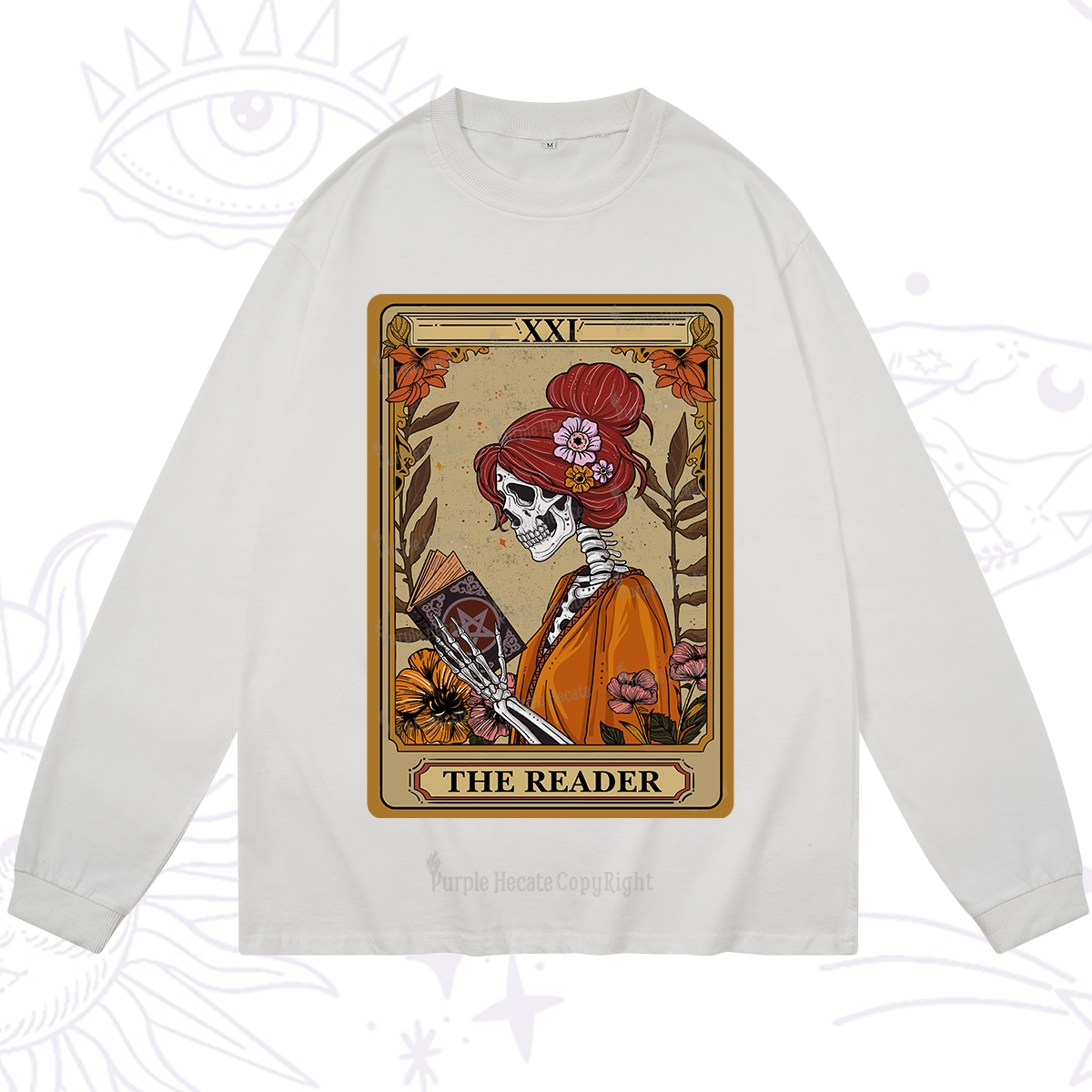 Purplehecate The Reader Tarot Card Skeleton Long Sleeve T-Shirt