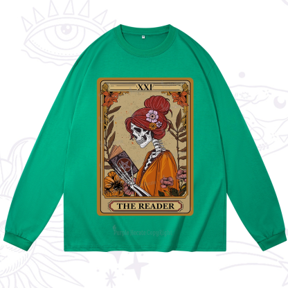 Purplehecate The Reader Tarot Card Skeleton Long Sleeve T-Shirt