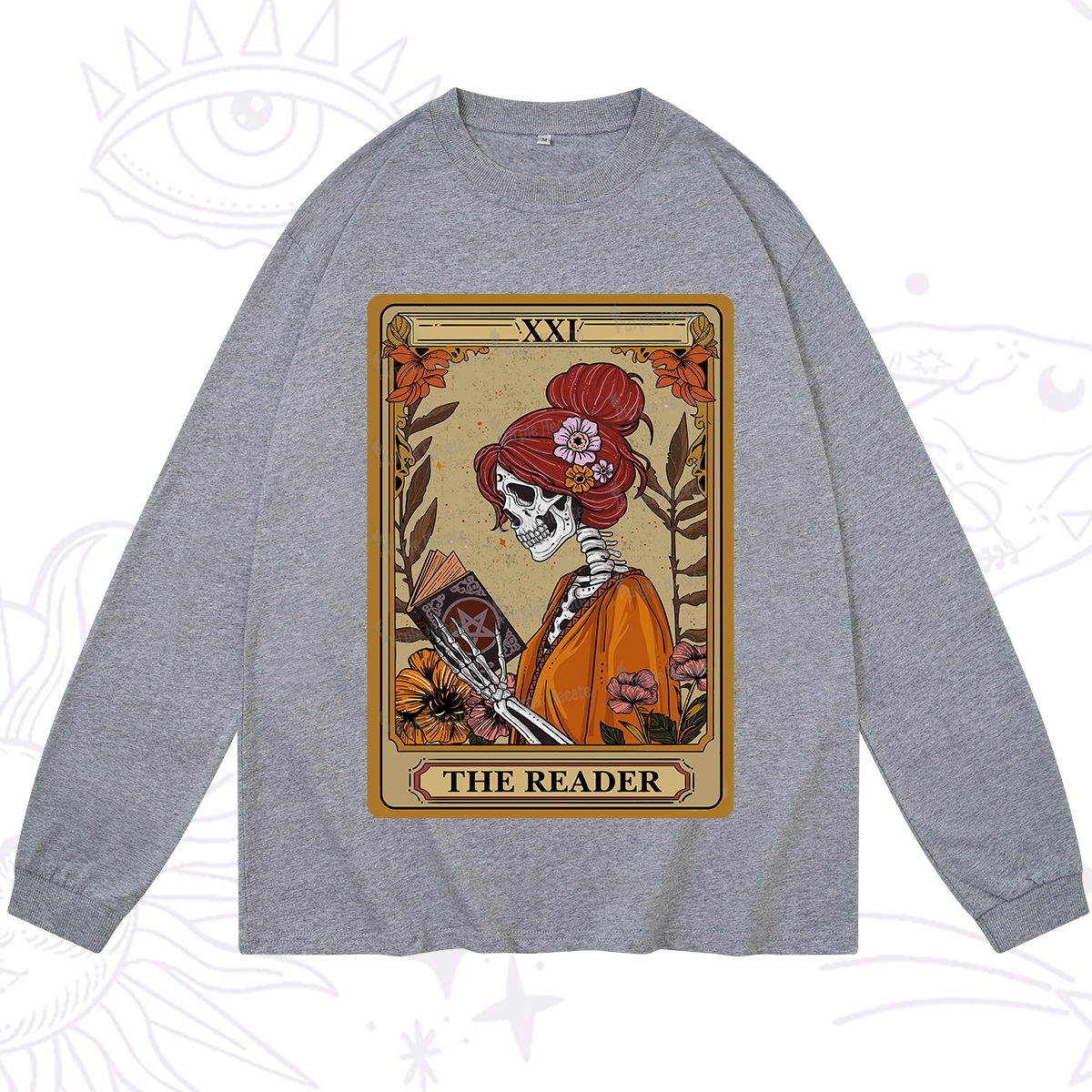 Purplehecate The Reader Tarot Card Skeleton Long Sleeve T-Shirt