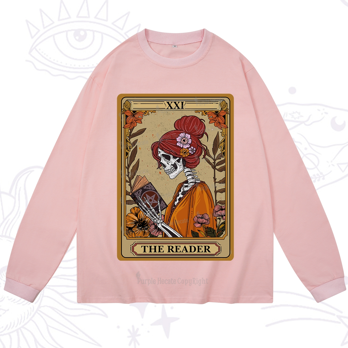 Purplehecate The Reader Tarot Card Skeleton Long Sleeve T-Shirt