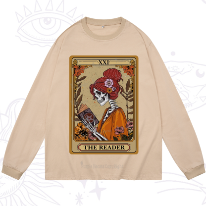 Purplehecate The Reader Tarot Card Skeleton Long Sleeve T-Shirt