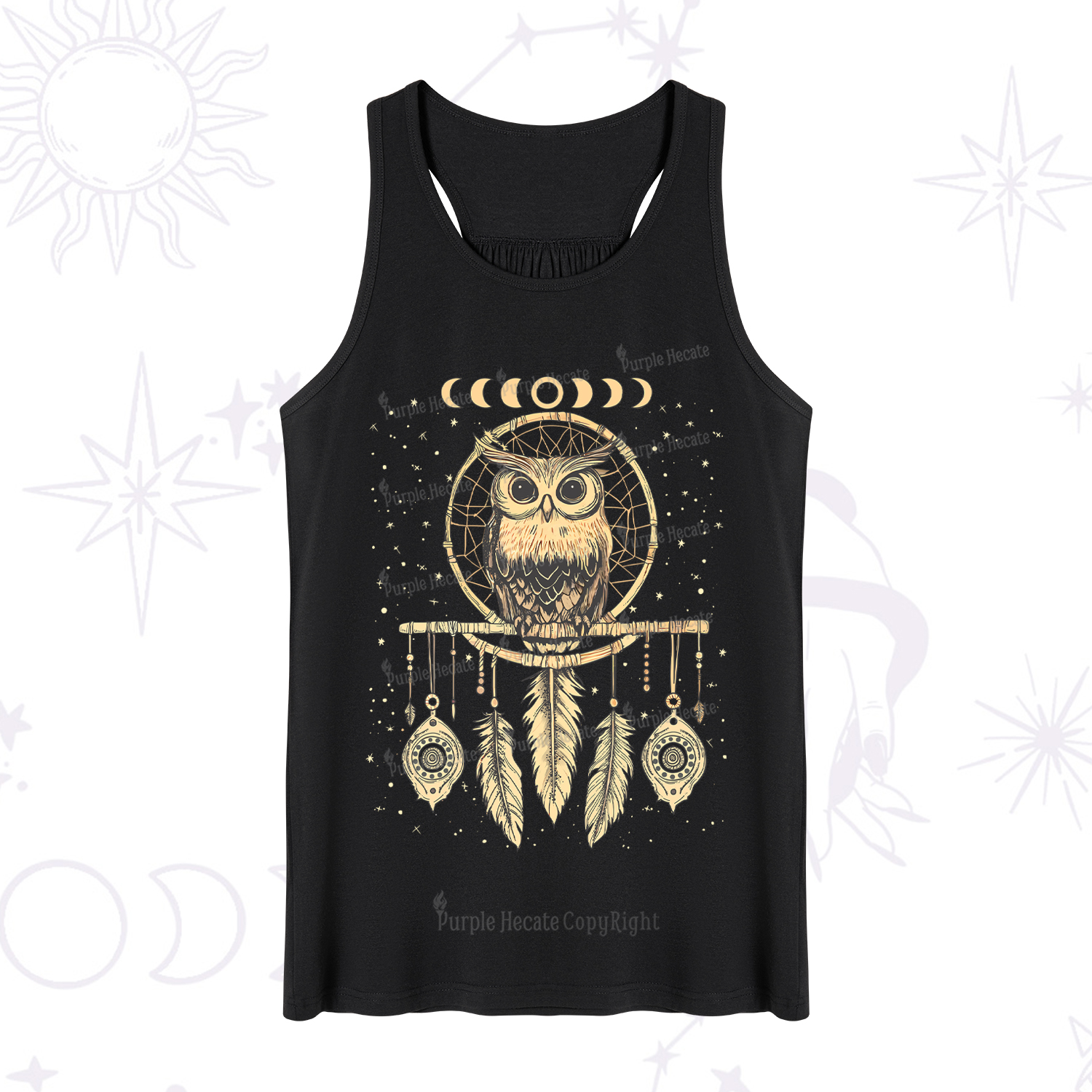 Purplehecate Luna Owl Dream Catcher Tank