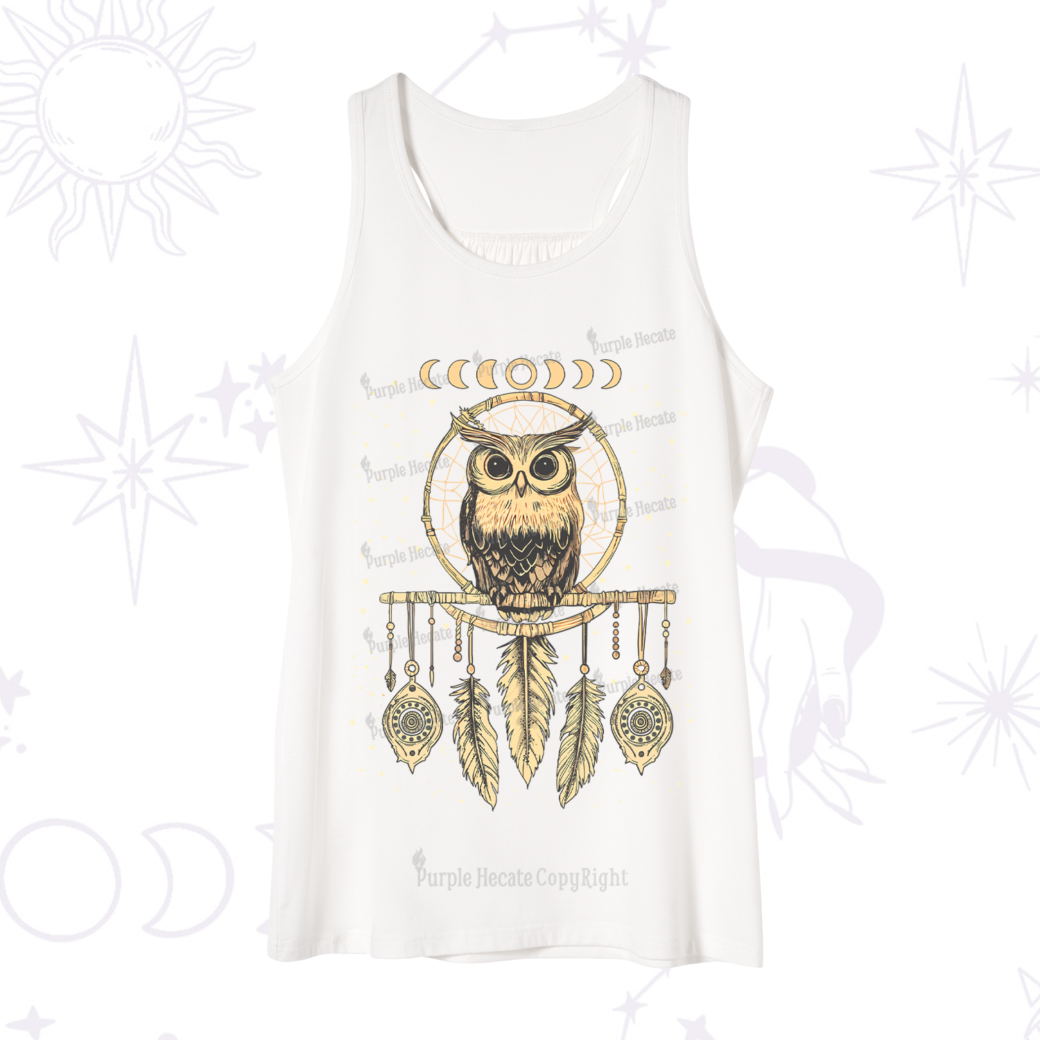 Purplehecate Luna Owl Dream Catcher Tank