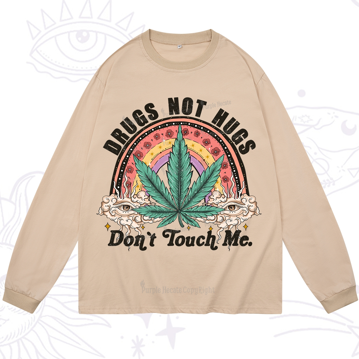 Purplehecate Drugs Not Hugs Long Sleeve T-Shirt