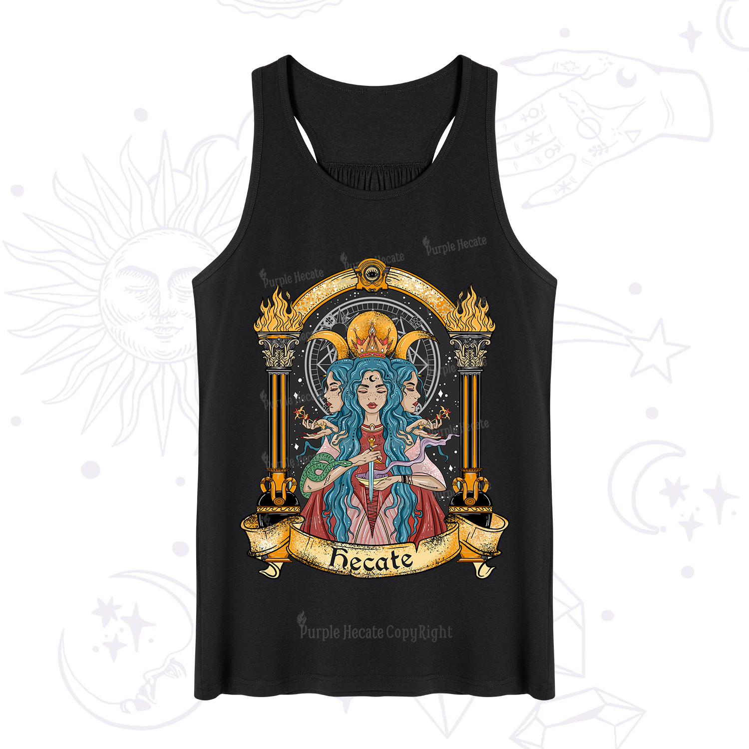 Purplehecate Triple Moon Goddess Hecate Tank