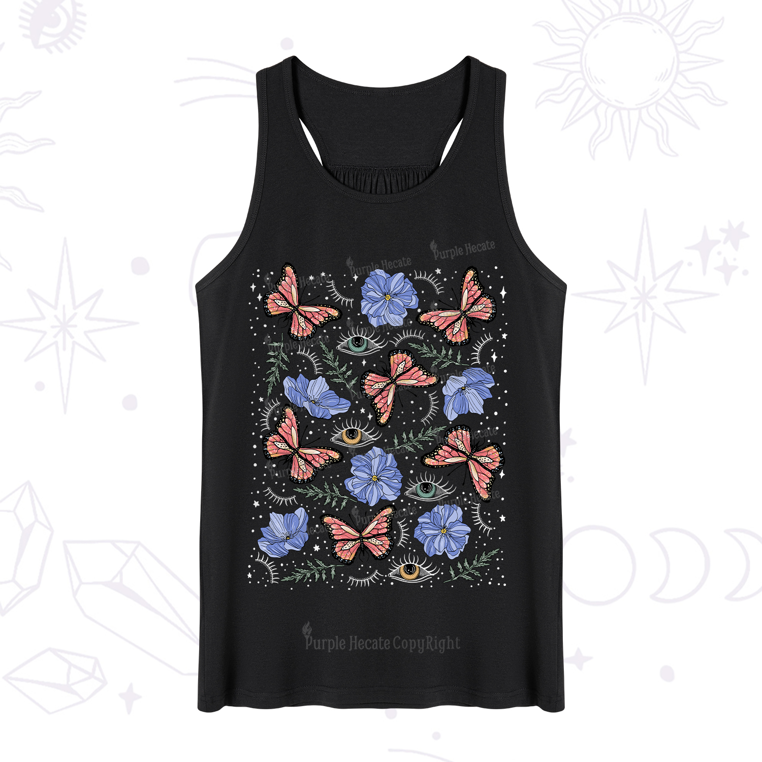 Purplehecate Butterfly Floral Tank