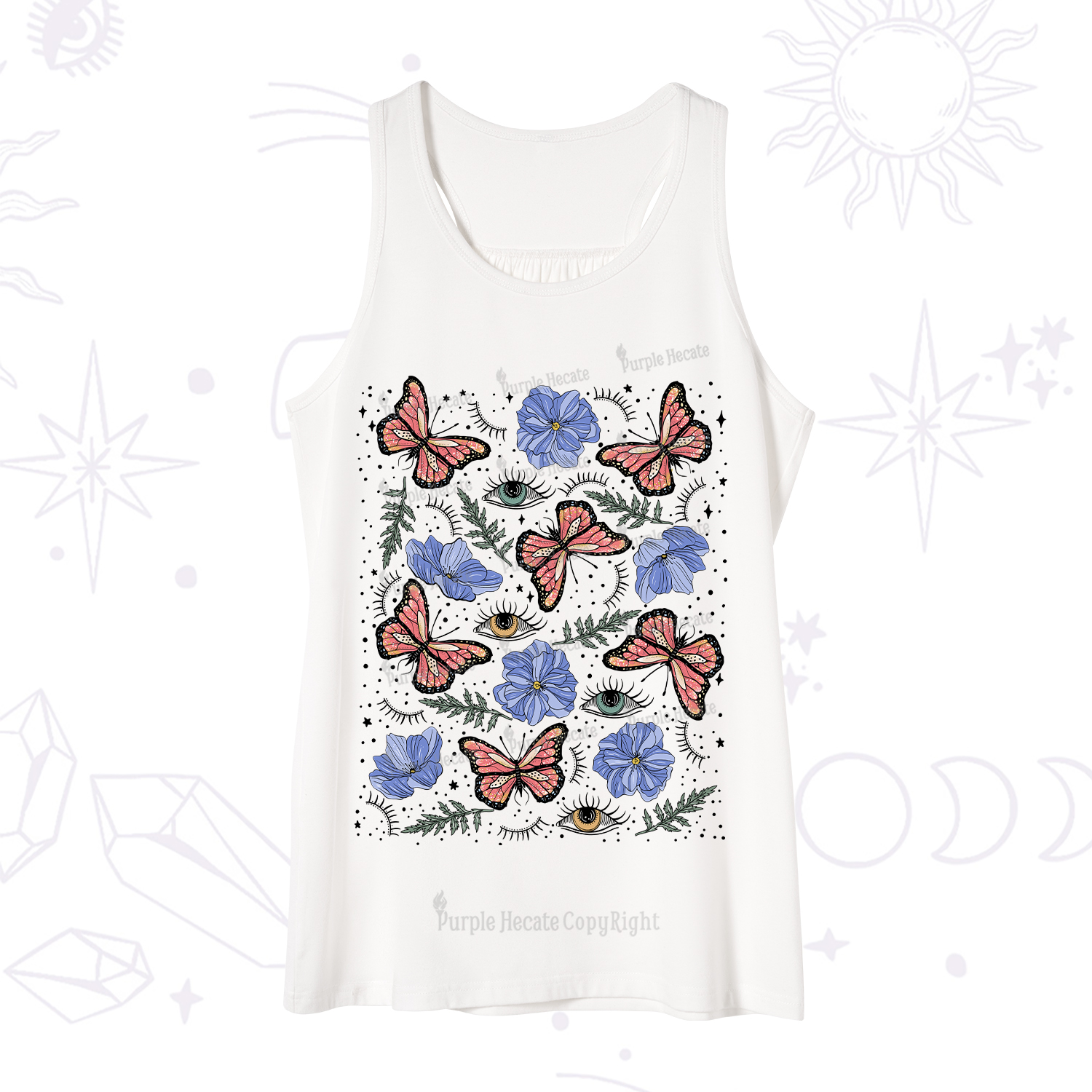 Purplehecate Butterfly Floral Tank