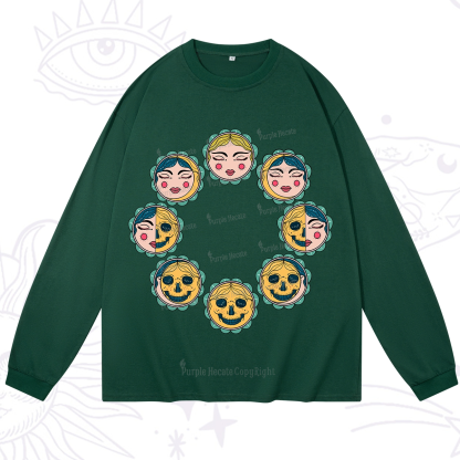 Purplehecate Lunar Skull Cycle Long Sleeve T-Shirt