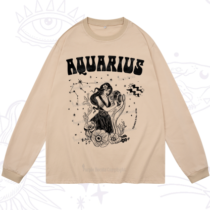Purplehecate Aquarius Zodiac Glyphs Long Sleeve T-Shirt