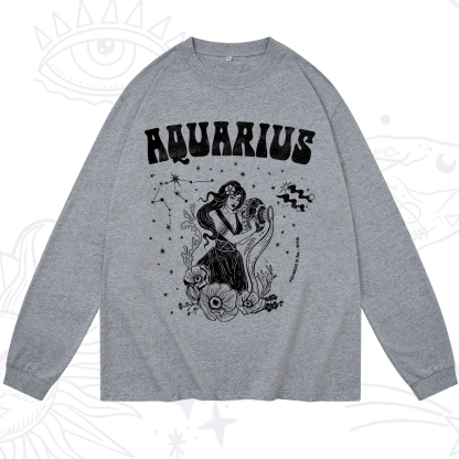 Purplehecate Aquarius Zodiac Glyphs Long Sleeve T-Shirt