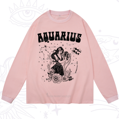 Purplehecate Aquarius Zodiac Glyphs Long Sleeve T-Shirt