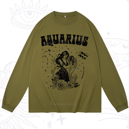 Purplehecate Aquarius Zodiac Glyphs Long Sleeve T-Shirt
