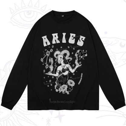 Purplehecate Aries Zodiac Glyphs Long Sleeve T-Shirt