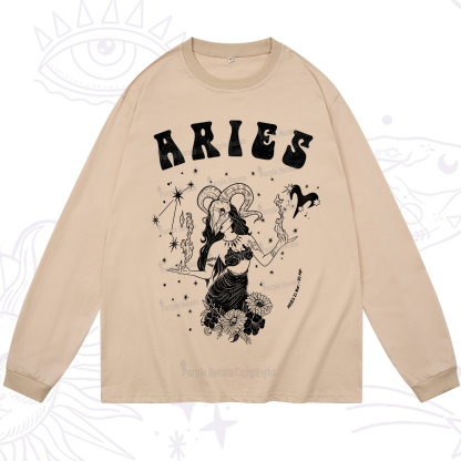 Purplehecate Aries Zodiac Glyphs Long Sleeve T-Shirt