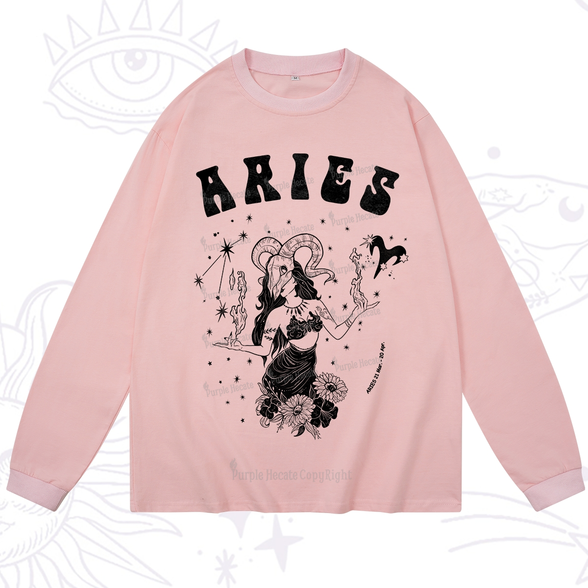 Purplehecate Aries Zodiac Glyphs Long Sleeve T-Shirt