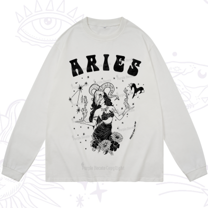 Purplehecate Aries Zodiac Glyphs Long Sleeve T-Shirt