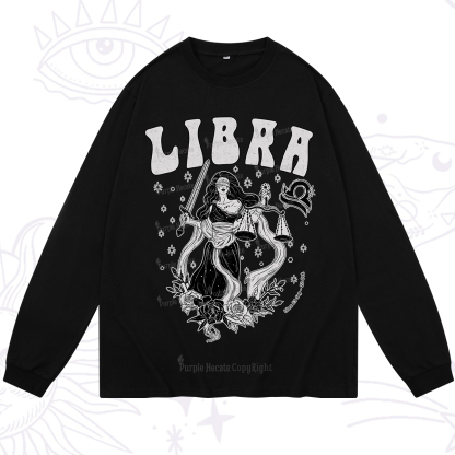 Purplehecate Libra Zodiac Glyphs Long Sleeve T-Shirt