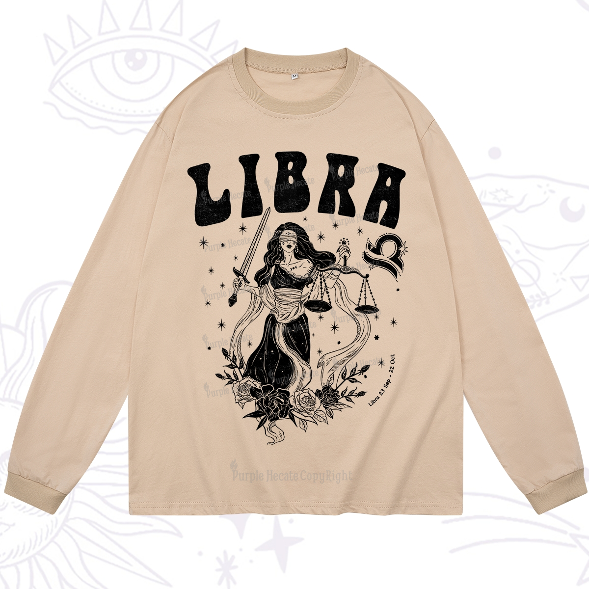 Purplehecate Libra Zodiac Glyphs Long Sleeve T-Shirt